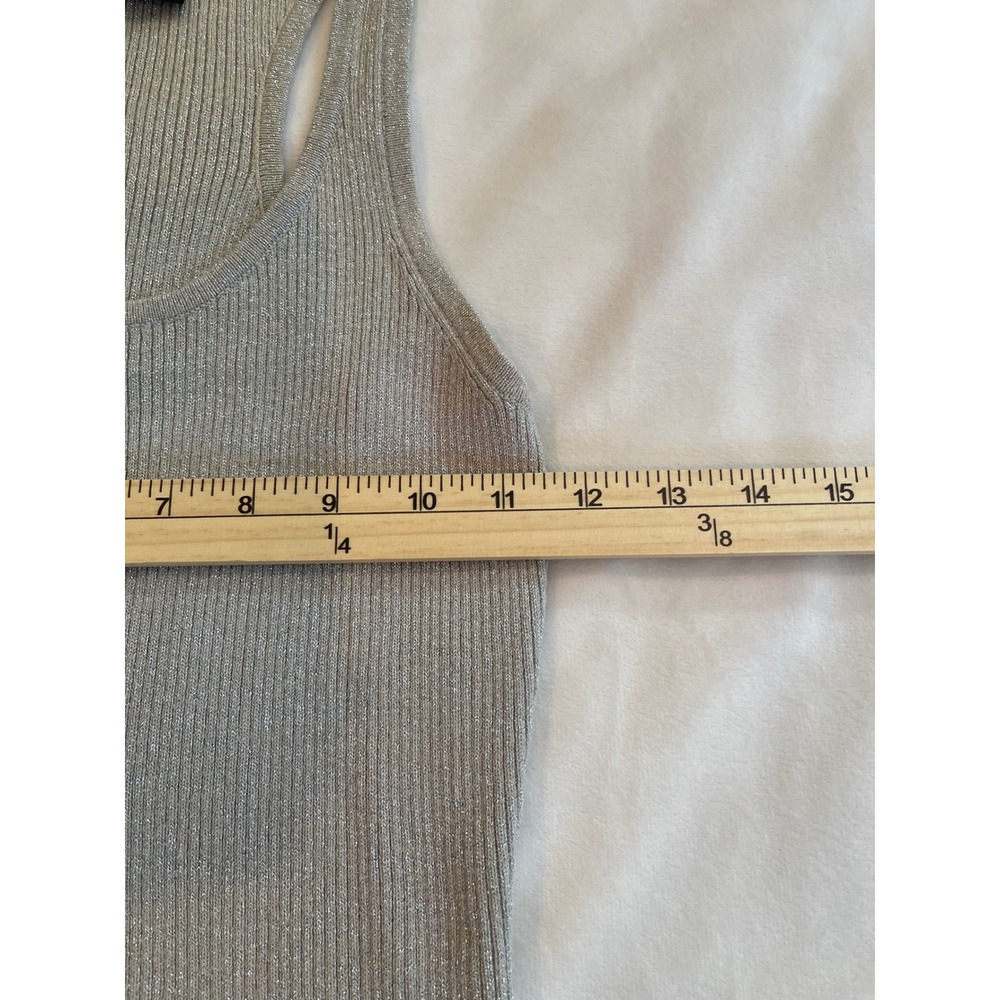 It's Our Time Silver Metallic Ribbed‎ Racerback Tank Top Medium - Picture 3 of 7